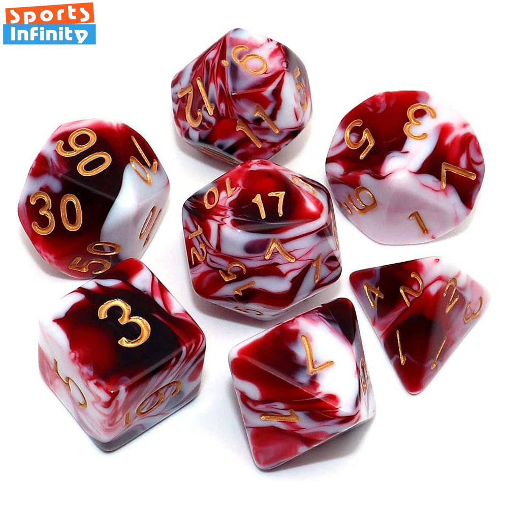 Board Game Ludo - 7 Pcs/set Double Colors Polyhedral Dice